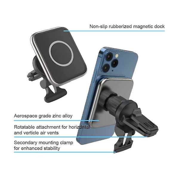 Magsmart 15w magneettinen langaton auton laturi, Magsafe-yhteensopiva latauspuhelimen teline, ilmanvaihtoaukkoon kiinnitettävä puhelinteline tukee Magsafe-koteloa suunniteltu