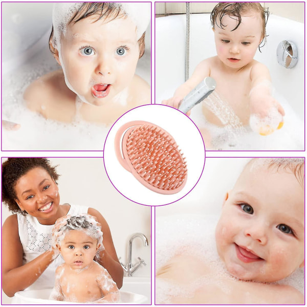 Baby hårbørste blød silikone badebørste med håndtag Sikker hår hovedbundsmassager