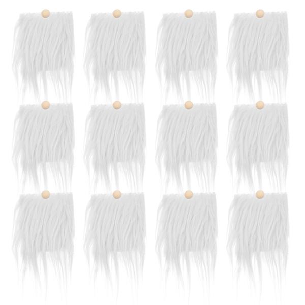 12 sæt færdigskåret nisse skæg kostume skæg Kunstpels dværg skæg med træperler