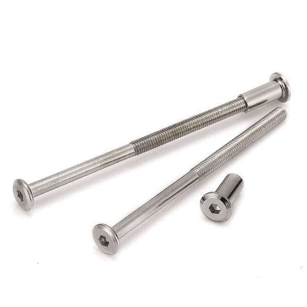 10 st M6 Möbelskarv Koppling Bult & Lockmutter Kit Används för Spjälsäng Bult Hex Driv Socket Lockmutter - Hex Socket Skruvar Huvud (80mm)