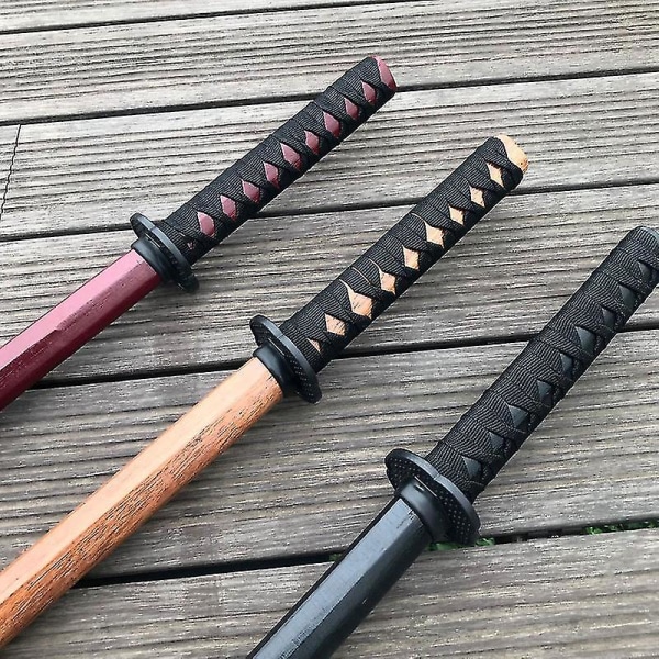 60cm Tongkat Kayu Pisau Mainan Katana Pedang Cosplay rekvisita Pribadi Mengumpulkan Kerajinan Anak Pedang Mainan Aikido Setan Slayer Cokelat