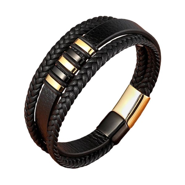 Braided  For Genuine Leather Mens Bracelet 21cm Cuff Bangle Wristband