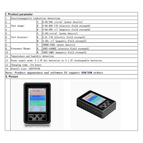 Br-9a Xr2 Pro Elektromagnetisk strålningsdetektor Emf-mätare Svart Miljötestinstrument Br 9a