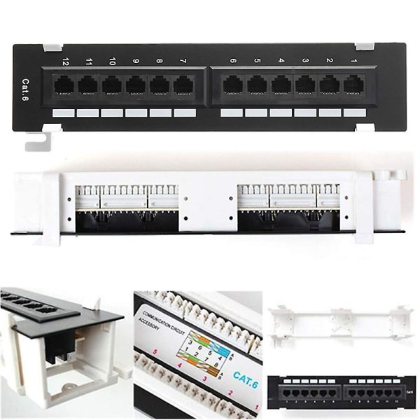 Netværksværktøjssæt 12 porte Cat6 patchpanel Rj45 netværksvægmontering rack med overfladevægmontering B