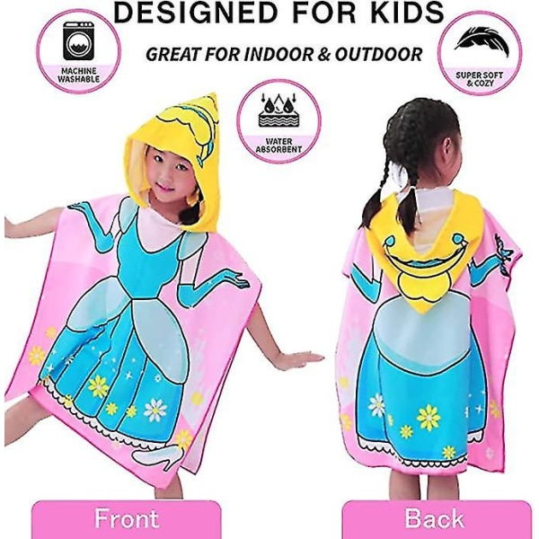 Barn Poncho med Huva Handduk, Strand/Badhandduk för Duschning, Simbassäng, för Pojkar, Flickor