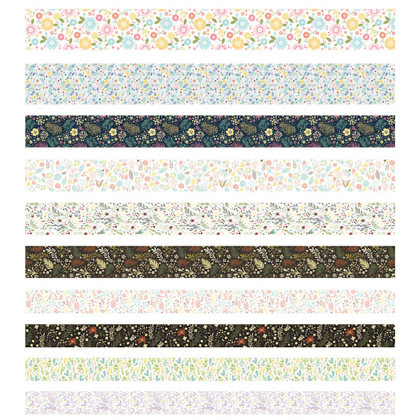 Kukka-aiheiset washi-teipit 10 DIY-koristepaperirullaa - eloisa kukkakuvio Style-1