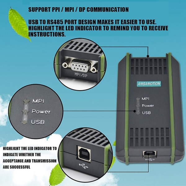 USB-programmeringskabel for S7-200/300/400 PLC Rs485 Profibus Mpi-kommunikasjon Erstatter 6es7972-0cb2