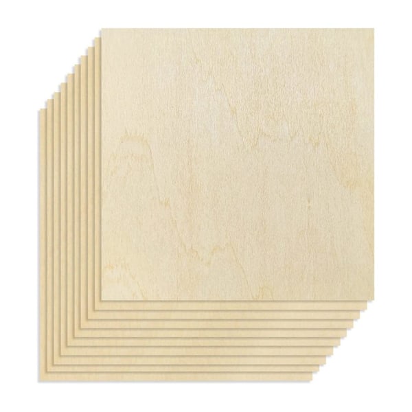 10 stk 20x20x0,2cm Basswood-plater Uferdig treplate, rektangel blank tre, treutskjæringer for