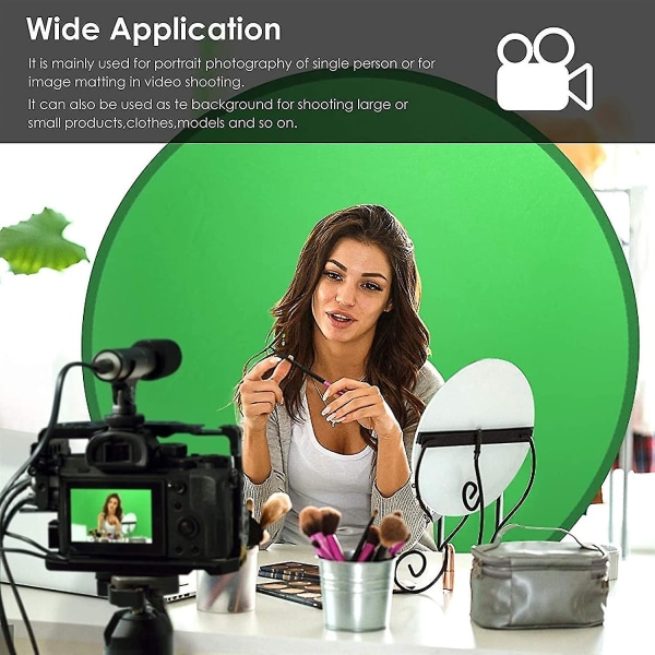 Green screen , green screen skärmstol, hopfällbar bärbar webbkamerabakgrund Chroma Key Grön för videochatt Zoom (diameter 75 cm)