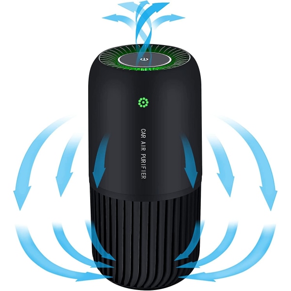 Luftrenare Filter Luftrenare tar bort 99,97 % rökallergener damm, luftrenare för bil och kontor (svart)