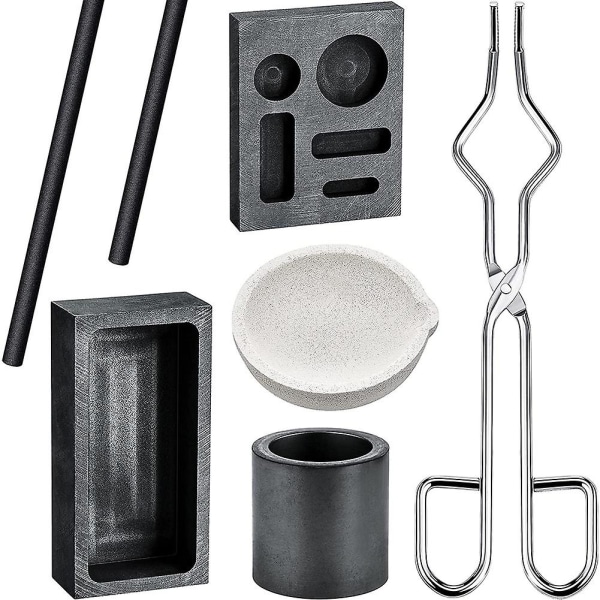 Graphite Torch Melting Casting Kit,2 Graphite Crucible Stir Stick, Quartz Crucible, Cylindrical Gra