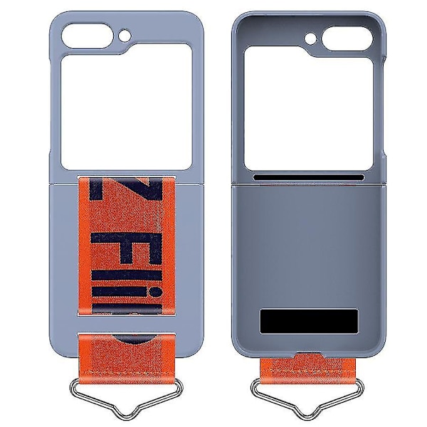 Hengslet Etui Kompatibel med Samsung Galaxy Z Flip 5 med Håndleddsstropp Stativ, Z Flip 5 Håndleddsstropp Stativ Etui Light blue