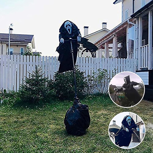 2023-halloween Ghostface Scream Scarecrow Havedekoration Hængende Scary Creative Yard Art Hængende Scary Scream Ghost Halloween Deco