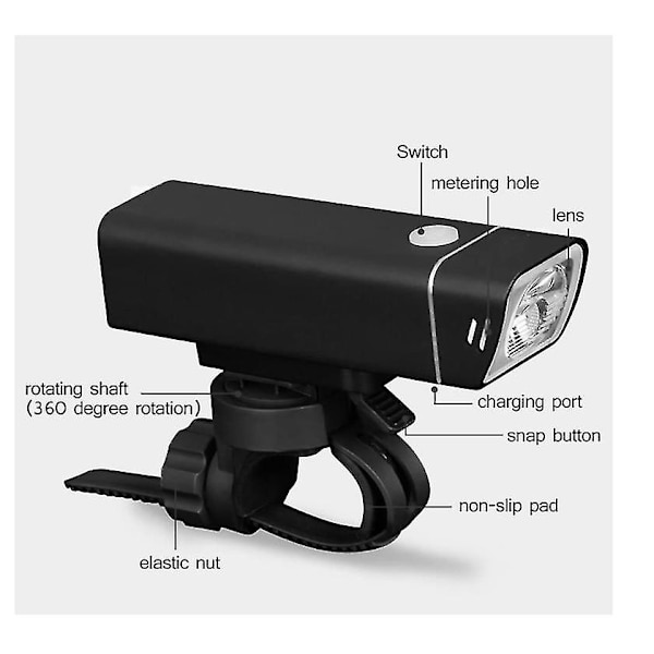 600lm/300lm 2500mah Vanntett Led Sykkellyssett Usb Oppladbart Lyktlyssett 5 Moduser Sykkellyslampe Superlys Sterk Frontlykt Hurtigutløser