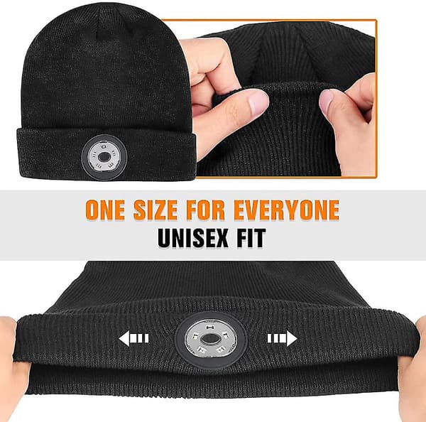 Beanie-lue med lys - 5 LED-lys