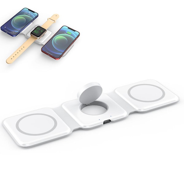 Sunrain Trådlös Laddningsplatta För Iphone Fällbar, Kompakt 3 I 1 Trådlös Laddningsstativ, Trådlös Bärbar Laddningsstation Matta För Iwatch/airpods/ip
