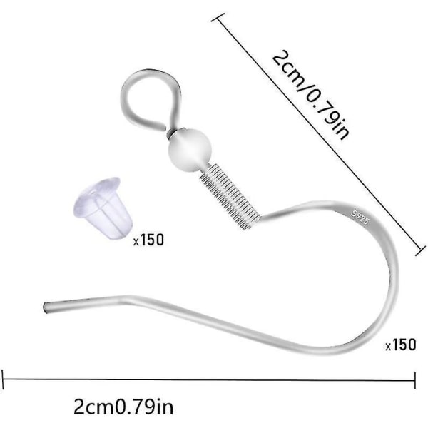 100 kpl 925 sterlinghopeaa korvakorukoukut, korvakorutarvikkeet hypoallergeeninen