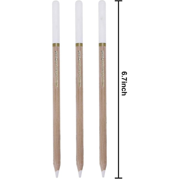 3-pakning hvite trekullstifter for kunsttegning, høydepunktblyant, skisse, hvit trekull