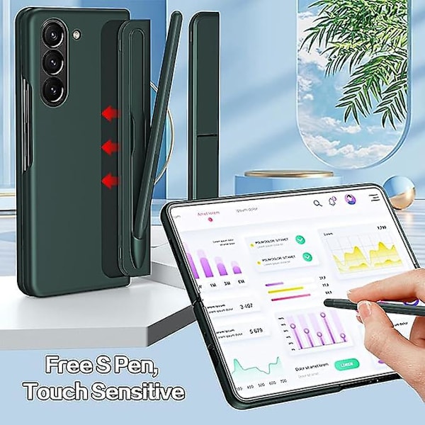 Til Samsung Galaxy Z Fold 5 Etui Med S Pen, Udskiftelig S Pen Holder & Kickstand Support Trådløs Opladning Etui Til Samsung Z Fold 5 lightblue
