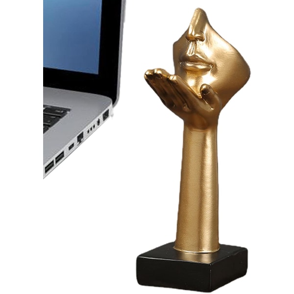 Tänkande Ansiktsöverdrag Staty, Tystnad Guld Resin Skulptur Figur Bord Dekoration - Handhållen Ansiktsöverdrag, Kreativa Tänkande Statyer, Figur