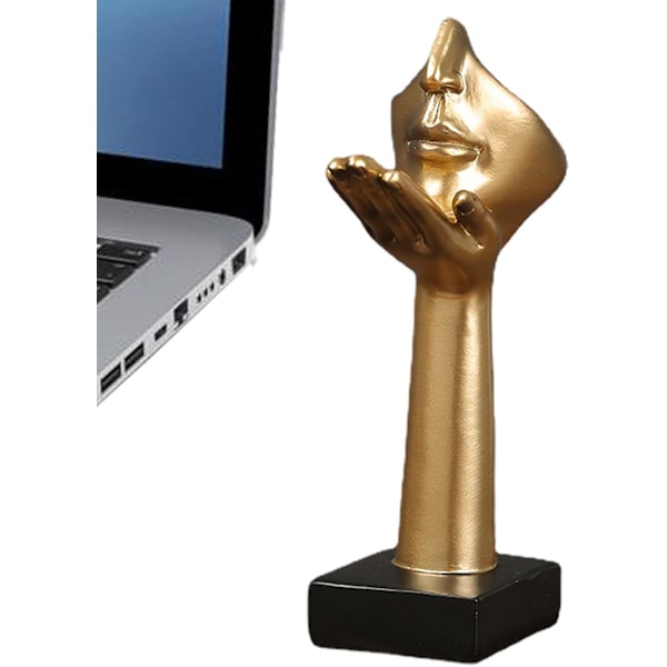 Tenkende Ansiktsdekke Statue, Stille Gull Resin Skulptur Figur Borddekor - Håndholdt Ansiktsdekke, Kreativ Tenker Statuer, Figur Gold E