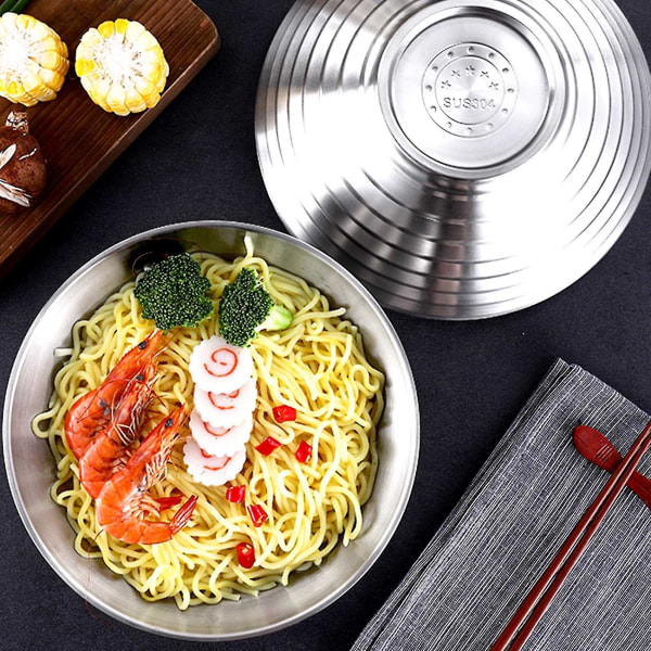 2-osainen kaksinkertainen ramen-nuudelikeittoastia 304 vähemmän teräskulho Pho-pastasalaatille (9,5 tuumaa)