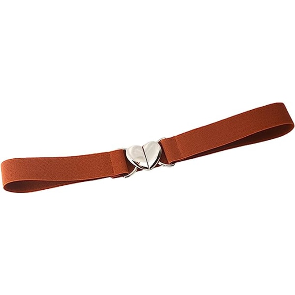 Elastisk strekkbelte Jente Uniform Belte med Hjertespenne for Jeans Bukser Kjole, Khaki