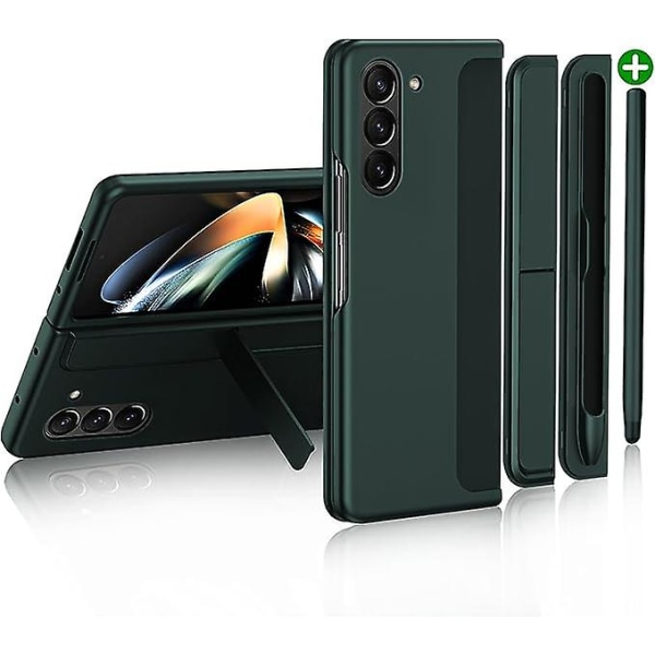 Samsung Galaxy Z Fold 5 case , jossa S-kynä, vaihdettava S-kynäpidike ja tukijalusta tukeva langaton case Samsung Z Fold 5:lle green