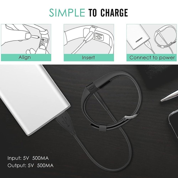Fitbit Charge Hr -latauskaapelille, vaihto USB laturin latauskaapeli Fitbit Charge Hr:lle Wireless Activity -älykellolle