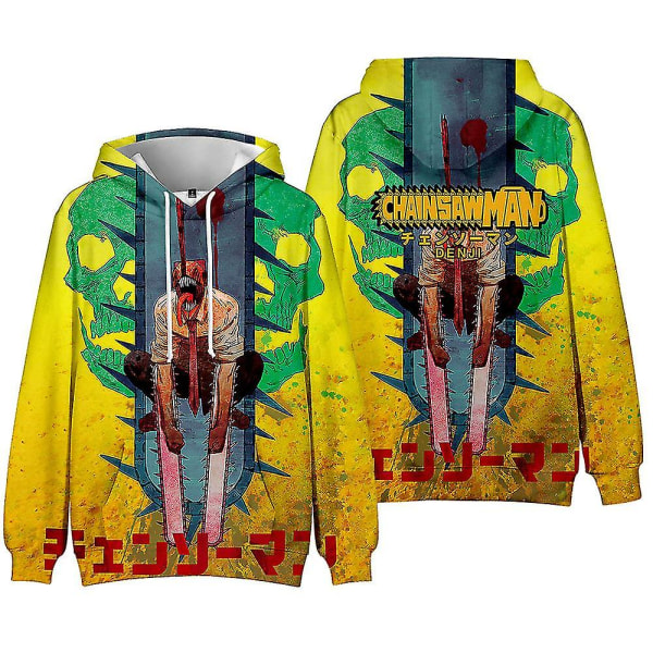 Chainsaw Man Anime Tryck Hoodie Långärmad Casual Huvtröja Toppar För Unisex Herr Dam B 3XL