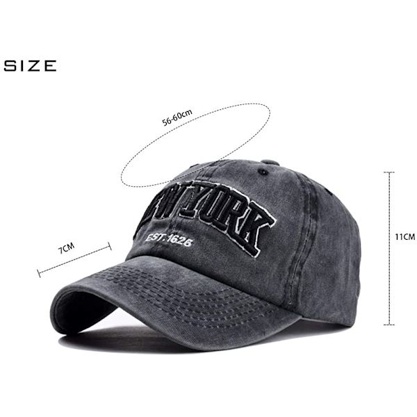 Retro Baseball Cap Bomuld Justerbar Udendørs Sportskasket (Sort)