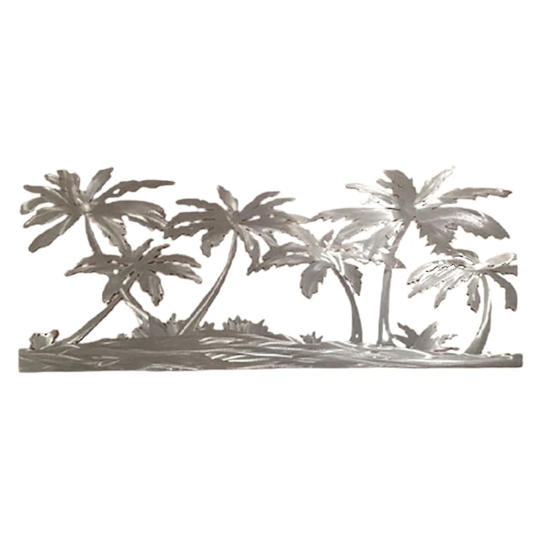 Palmetrær på stranden Metallveggkunstverk Veggmontert ornament Hjem kyststrandscene Metallkunst Stålveggdekorskilt