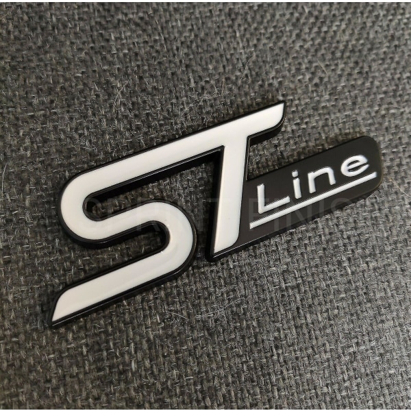 Black White St Line Badge metallemblem för Ford Fiesta Focus Edition Puma X