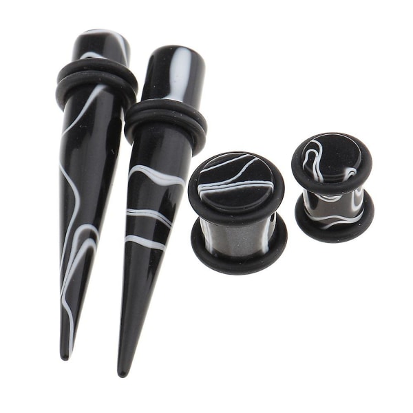 32 st Öronmätare Stretching Kit Akryl Taper Plug 14g-0g Expander Black