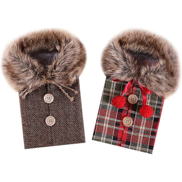 Juleflaskepynt - Fest Restaurant Vinflaske Dress Santa Claus Hat Flaskepose Gave