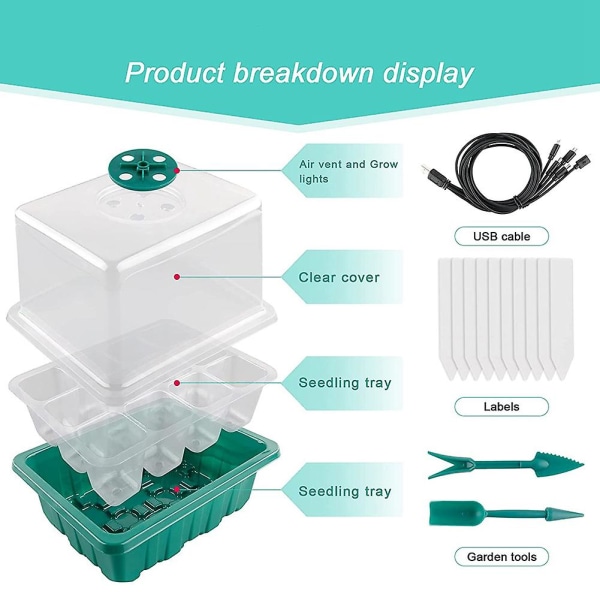 Fröbricka Kit, Groddbricka Frökit Med Fuktkupol Och Bas För Växthus Odling