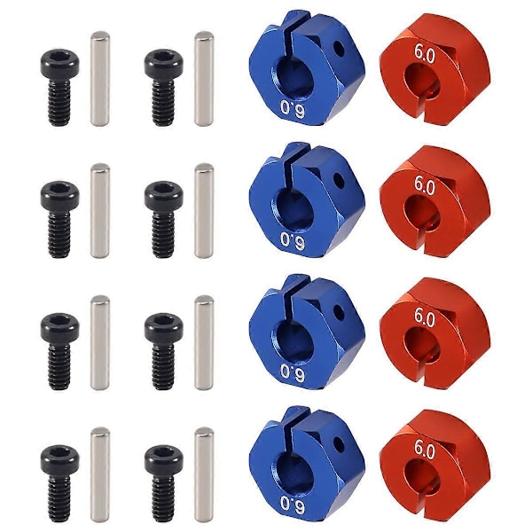 4 kpl Alumiiniset 6mm Paksuiset Pyörän Kuusiot 12mm Vetoakselilla ja Tapeilla Ruuveilla RC Autoihin Maastoautoihin Slash