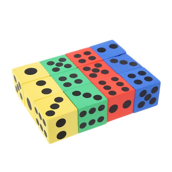 Skumterninger - Bulkpakke med 12, Store Assorterte Fargerike Skumterningkuber
