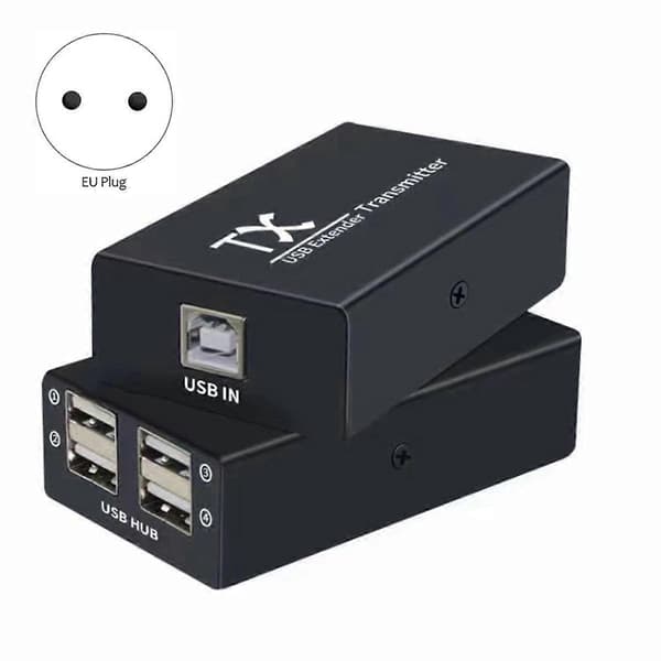 120M USB Extender 4 Port USB1.1 Hub Extender over RJ45 Ethernet USB UTP Extension Transmitter Receiver - EU Stik