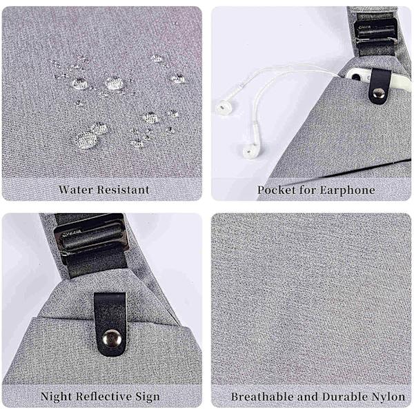 Multificka bröstväska män, stöldskydd axelväska män, sling crossbody axelväska män liten för utomhusresor vandring jogging