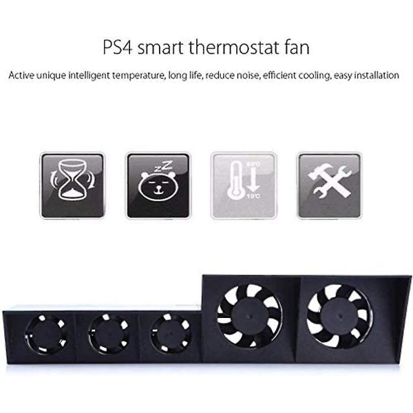 Dhrs Ps4 -jäähdytystuuletin, USB-ulkoinen jäähdytin 5 tuuletinta Turbo-lämpötilan säätöjäähdytystuulettimet Ps4:lle