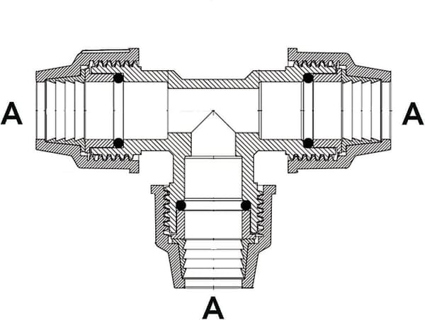 Irrigasjonssystem Tee Pe-rør, 25 mm, Polypropylen, for kaldt vann