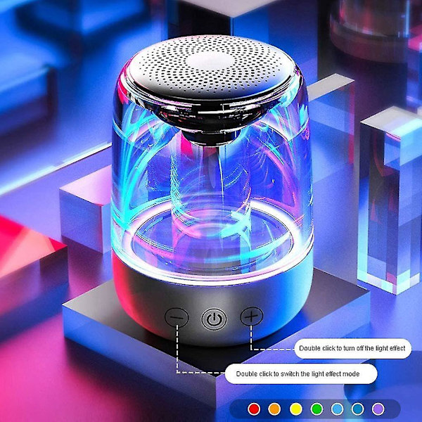Langaton Bluetooth-kaiutin 3d Surround, värikäs yövalo (valkoinen)