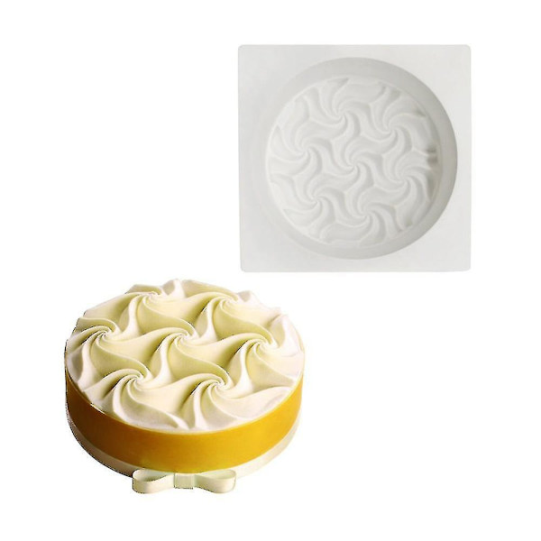Tre-dimensionelt rundt spiralformet blomstermousse kageform - 1 stk.