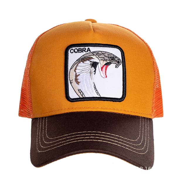 Mesh djur broderi hatt Snapback hatt orm gul