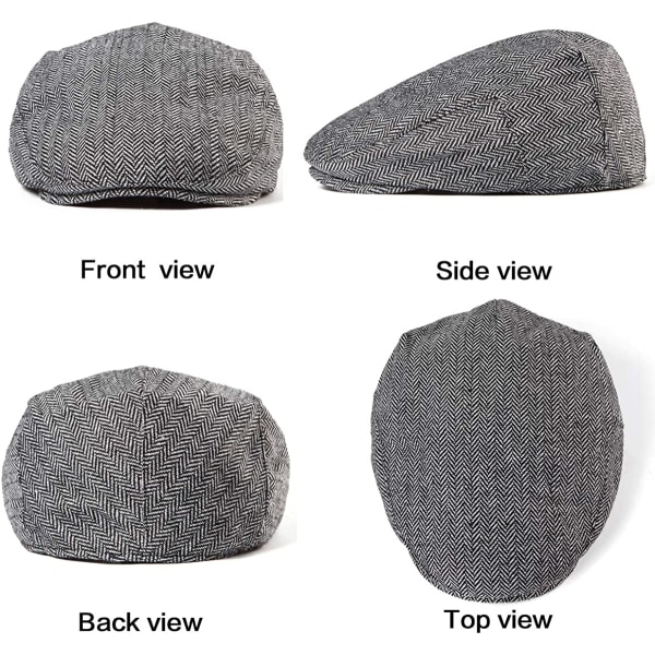 Miesten Newsboy- cap - Klassinen villasekoite Tweed Flat Cap Cabbie Hat Miesten