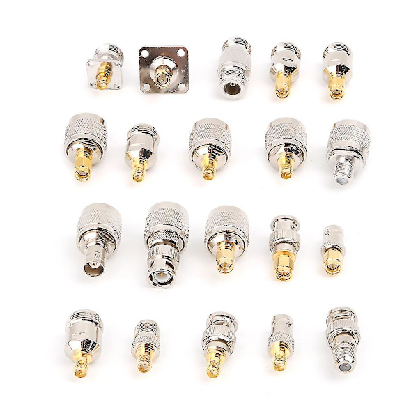 20-pack RF-kontakt-adapterkit med N-typ, BNC, TNC, SMA - Testkonverterare
