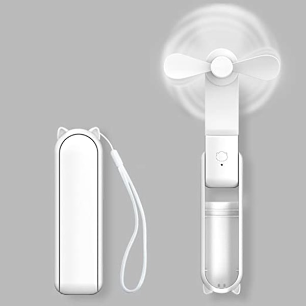Handhållen minifläkt, bärbar hopfällbar fläkt med power , USB uppladdningsbar liten Ivory white