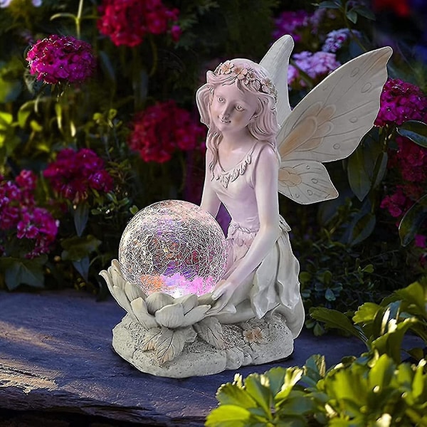 Havefigurer Elver Solar Glaskugler Solar Belysning Statue Have Solar Figurer Fairy Statue Dekoration