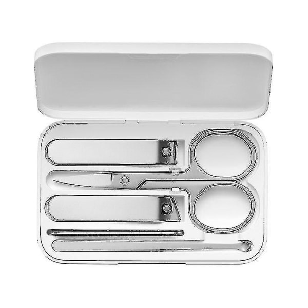 5 st Nail Clipper Rostfritt Stål Set Trimmer Pedikyrvård Klippar Öronplock Nagel Fil Professionella Skönhetsverktyg